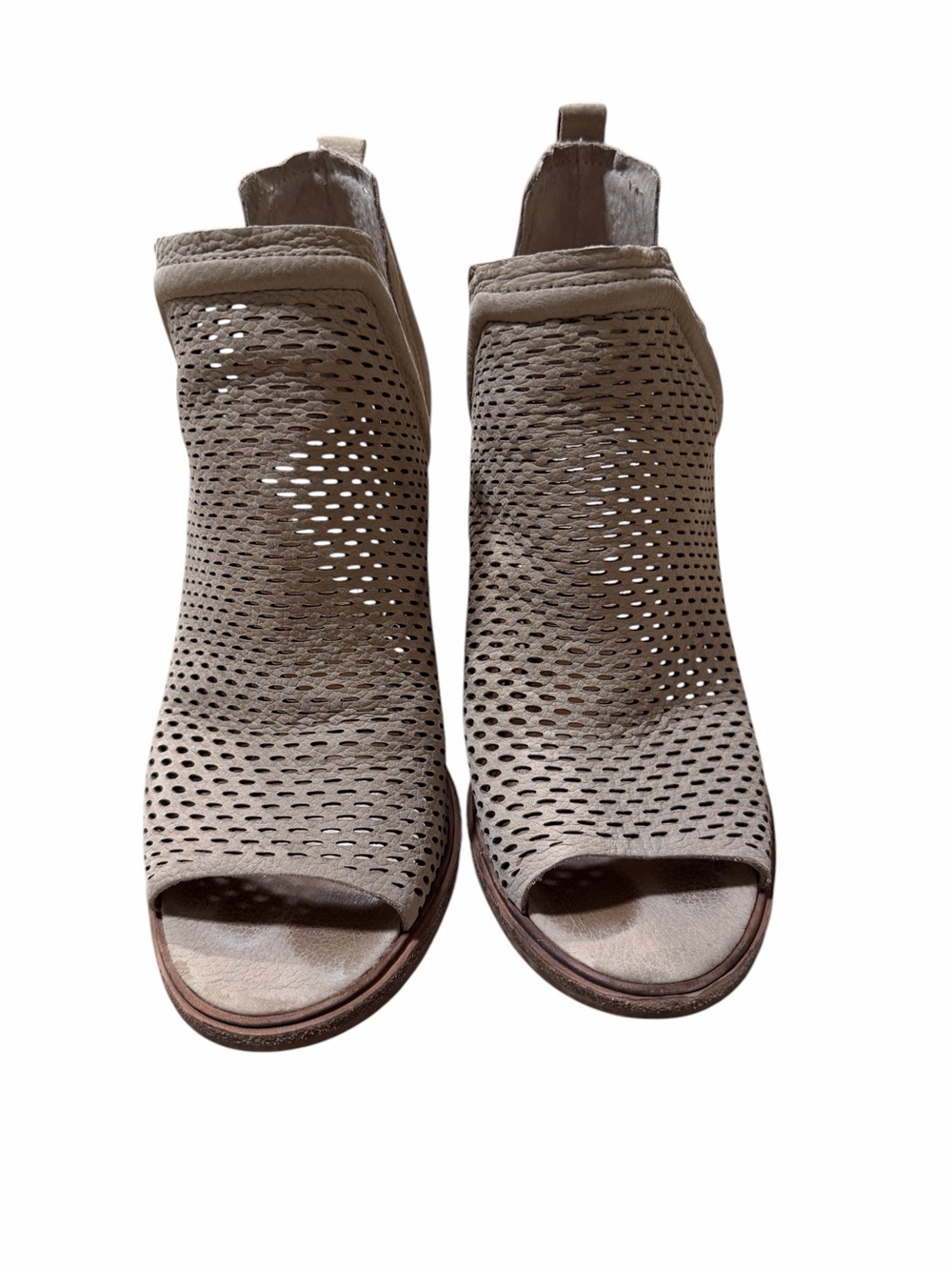 Vince Camuto Women’s Open-Toe Perforated Ankle Bootie - Beige
